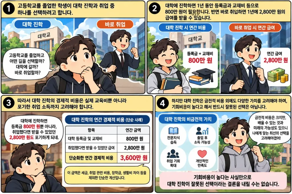 대학 진학의 기회비용과 가치 (1)